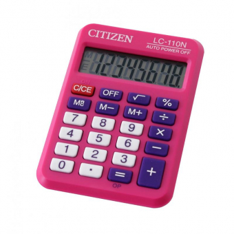 Калькулятор CITIZEN карман. LC110NRPK 8 разряд, цв.розовый 818669