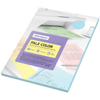 Бумага цветная OfficeSpace "Pale Color", А4, 80г/м, 100л., (голубой)