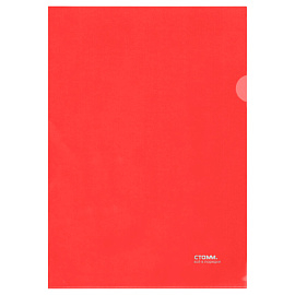 Папка-уголок СТАММ А4, 180мкм, пластик, прозрачная, красная 356787