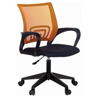 Кресло оператора Helmi HL-M95 R (695) "Airy", спинка сетка оранжевая/сиденье ткань TW черная, пиастра 348708