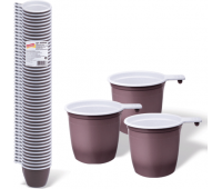 Одноразовые чашки  0,18 л, 50 штук, бело-корич., для чая и кофе