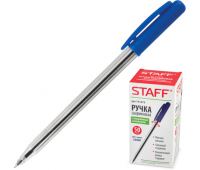 Ручка шариковая STAFF эконом, автоматическая, синяя 141673
