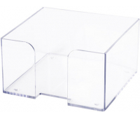 Подставка для бумажного блока BRAUBERG CLASSIC пластиковая, 90х90х50 мм, прозрачная, 238091, ПЛ61