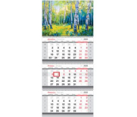 Календарь квартальный 3 бл. на 3 гр. BG "Русские березы", с бегунком, 2025г. 369741