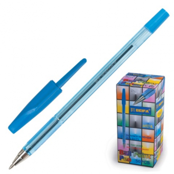 Ручка шариковая BEIFA 927, корпус прозрачный, металл. наконечник, 0,7мм,  AA927-BL, синяя 141660