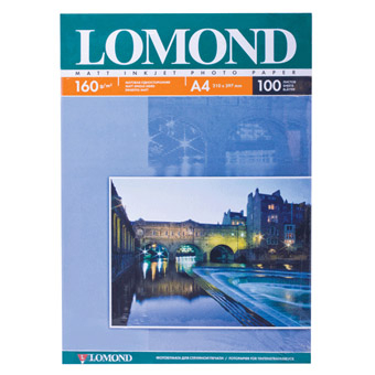 Фотобумага A4, матовая, 160г/м2, 100 листов, Lomond, 0102005, 360334